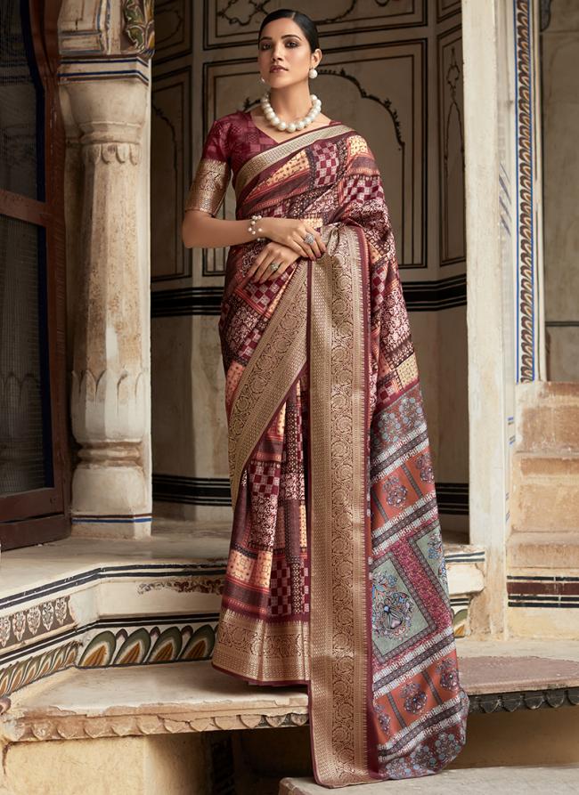 Dola Viscose Purple Festival Wear Printed Saree